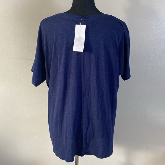 New Directions Navy Blue Tie Front Tee Sz L NWT - Picture 4 of 6